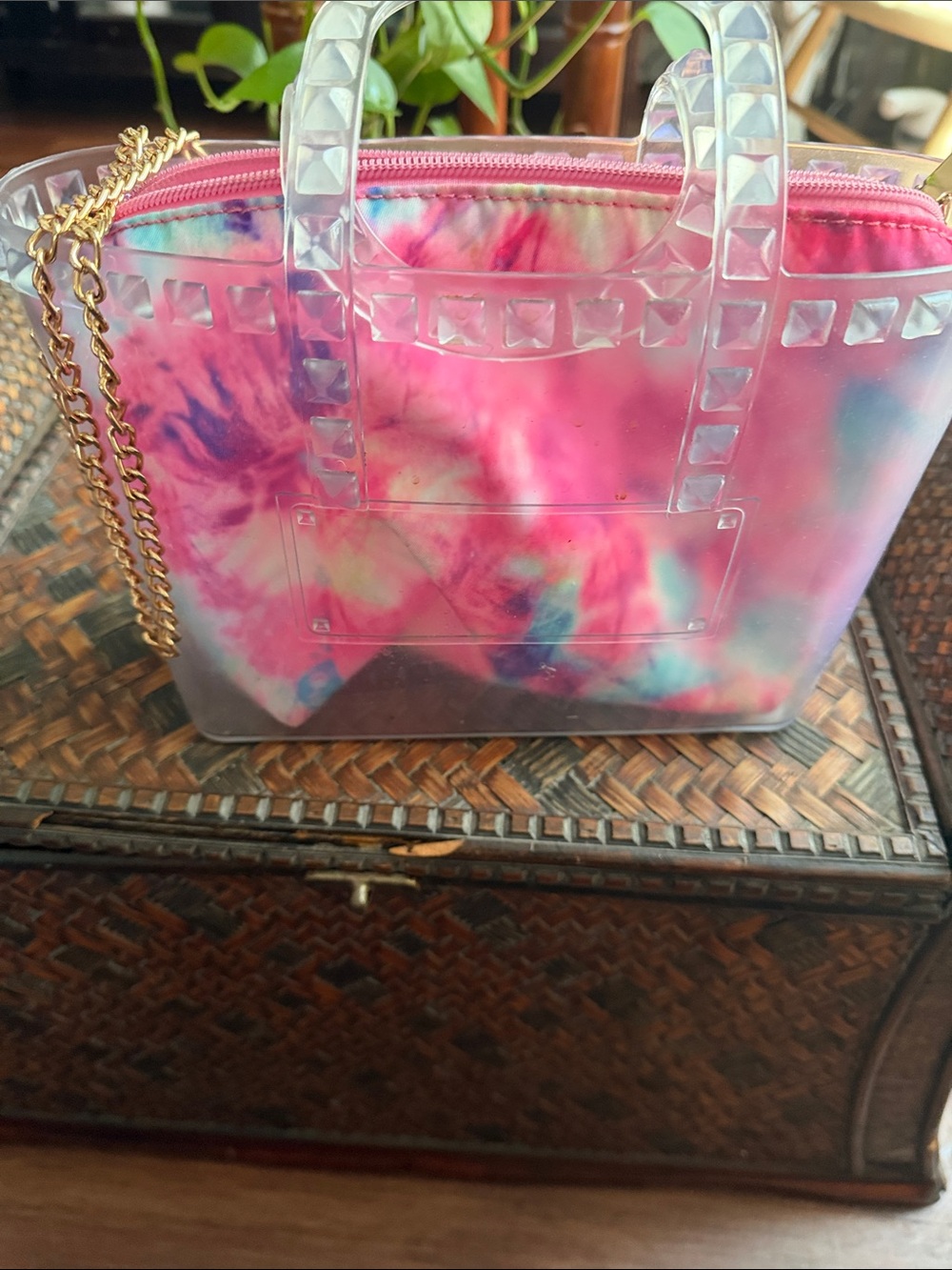 Deluxity Los Angeles Clear Jelly Studded Crossbody Bag